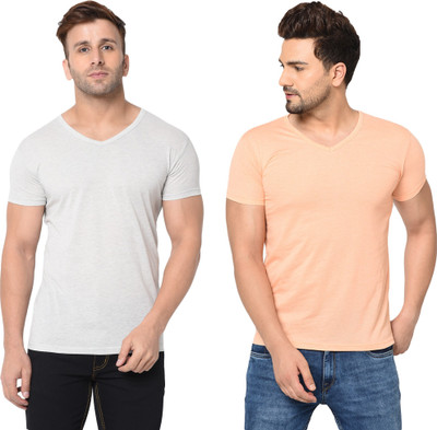 Adorbs Trend Solid Men V Neck Multicolor T-Shirt