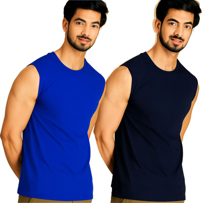 Adorbs Printed Men Round Neck Dark Blue T-Shirt