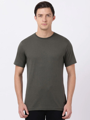 JOCKEY Solid Men Round Neck Dark Green T-Shirt