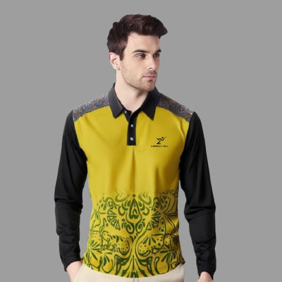 lookswala Printed Men Polo Neck Multicolor T-Shirt