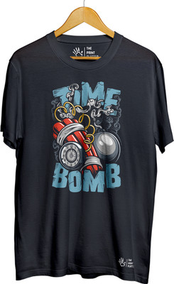 THE PRINT PLATTER Graphic Print Men Round Neck Black T-Shirt