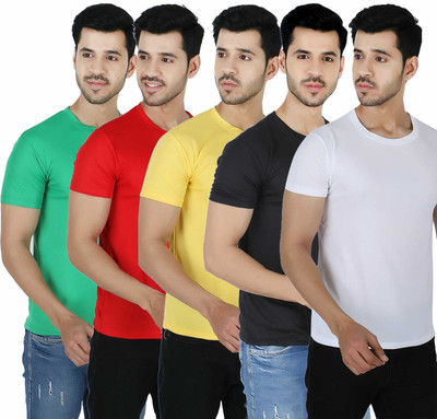 Newsingh Solid Men Round Neck Multicolor T-Shirt