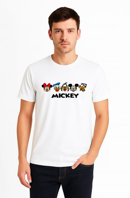 mx fashion Printed Men Round Neck White T-Shirt