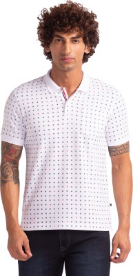 PARX Printed Men Polo Neck White T-Shirt