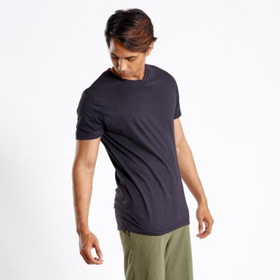 Domyos By Decathlon Solid Men Round Neck Black T-Shirt