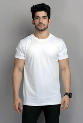 KARSH OUTFIT Solid Men Round Neck White T-Shirt