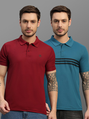 TIMBER HITCH Printed Men Polo Neck Maroon T-Shirt