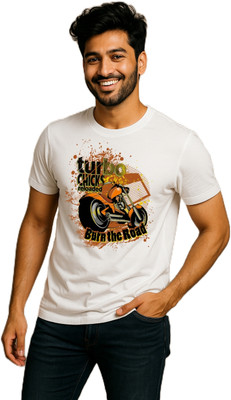 purycot Printed Men Round Neck White T-Shirt