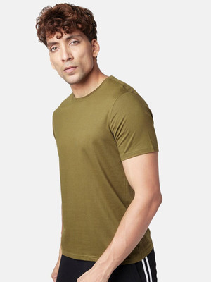 RULEDBYSUN Solid Men Round Neck Green T-Shirt