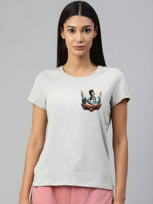 SZN Graphic Print Women Round Neck Grey T-Shirt