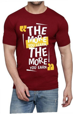 WOOSTRO Typography Men Round Neck Maroon T-Shirt