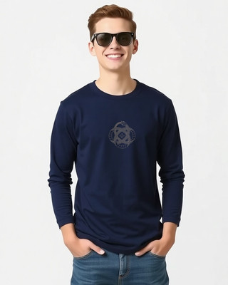 UrGear Printed Men Round Neck Navy Blue T-Shirt