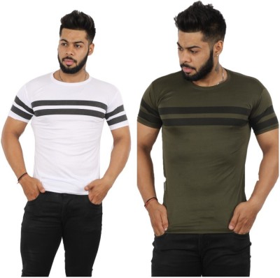 Meetri Printed Men Round Neck Multicolor T-Shirt