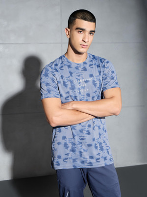 TECHNOSPORT Printed Men Crew Neck Blue T-Shirt