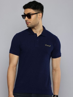 LEVI'S Solid Men Polo Neck Navy Blue T-Shirt