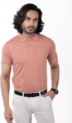 Vital Solid Men Polo Neck Pink T-Shirt