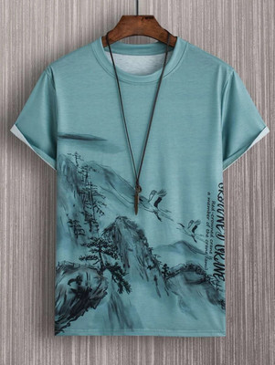 dhaari by unique creation Printed Men Round Neck Light Green T-Shirt