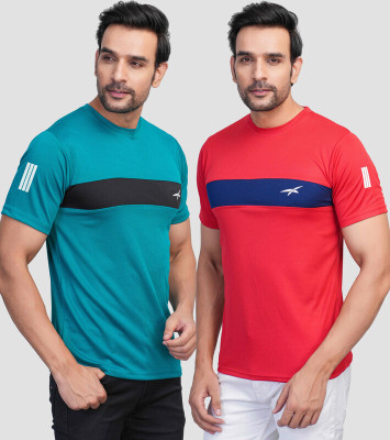 seri choice Striped Men Round Neck Green, Red T-Shirt