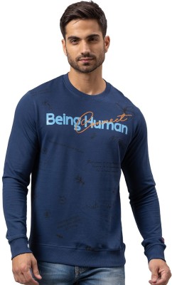 BEING HUMAN Typography Men Round Neck Dark Blue T-Shirt