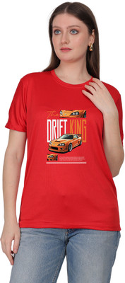 liox Graphic Print Women Round Neck Red T-Shirt