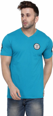 Lawful Casual Printed Men V Neck Light Green T-Shirt
