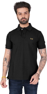 lakshyfashion Printed Men Polo Neck Black T-Shirt