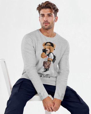 Triptee Printed Men Round Neck Grey T-Shirt
