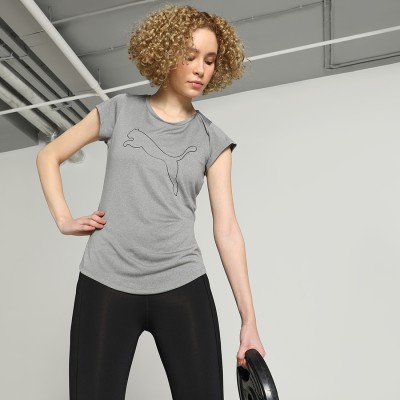 PUMA Printed Women Round Neck Grey T-Shirt