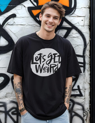 Smartees Printed Men Round Neck Black T-Shirt