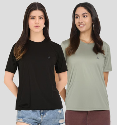 Adrenex Solid Women Round Neck Multicolor T-Shirt