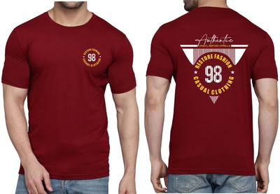 WOOSTRO Printed, Typography Men Round Neck Maroon T-Shirt