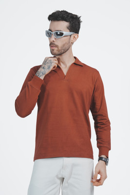 LOOM FASHION Solid Men Polo Neck Dark Green T-Shirt