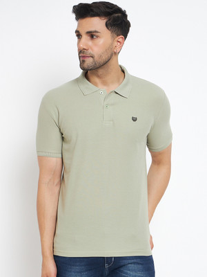 DUKE Solid Men Polo Neck Light Green T-Shirt