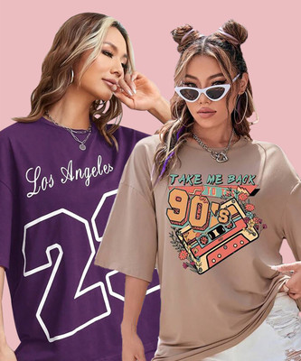 Christy World Printed Women Round Neck Multicolor T-Shirt