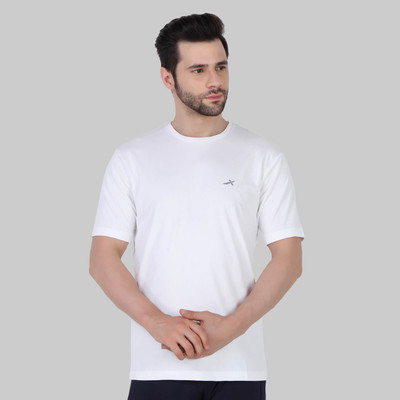 VECTOR X Solid Men Round Neck White T-Shirt