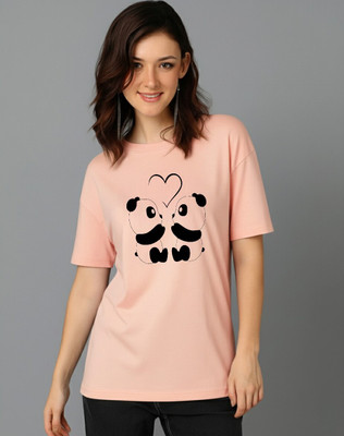 ADIXUS Solid Women Round Neck Pink T-Shirt