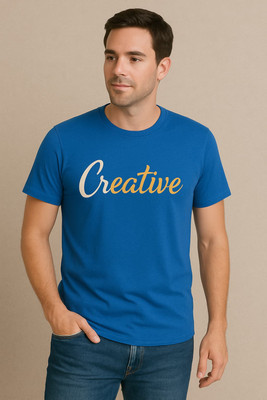 BCGARMENTS Printed Men Round Neck Blue T-Shirt
