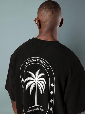 HASTEN Printed Men Round Neck Black T-Shirt