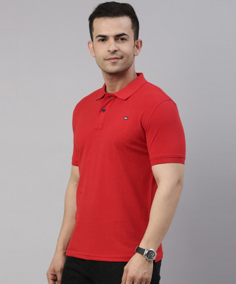 METRONAUT Solid Men Polo Neck Red T-Shirt