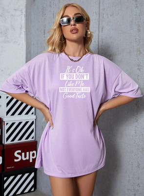 Hivewear Printed Women Round Neck Purple T-Shirt