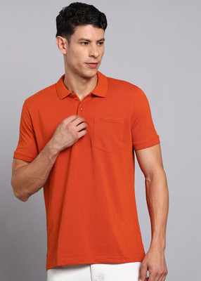 PARK AVENUE Solid Men Polo Neck Brown T-Shirt