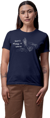 Fighterhero Printed Women Round Neck Navy Blue T-Shirt