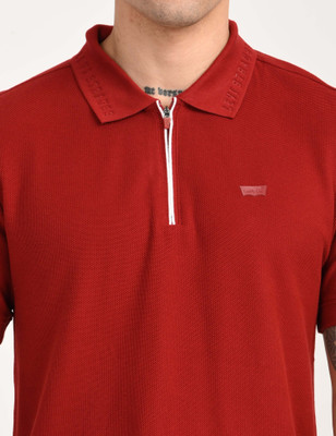 LEVI'S Solid Men Polo Neck Red T-Shirt