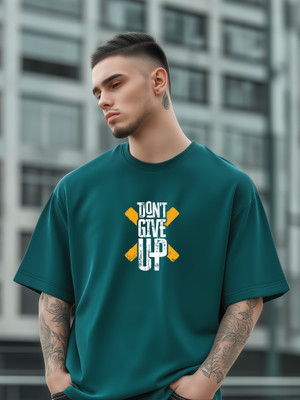 BUKKL Graphic Print, Printed Men Round Neck Dark Green T-Shirt