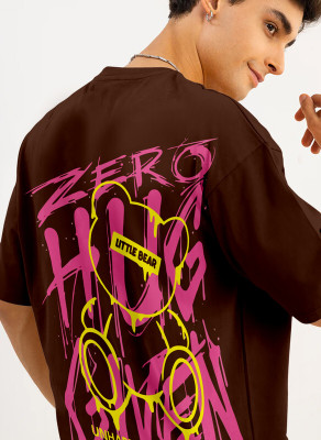 Triptee Printed, Typography Men Round Neck Brown T-Shirt