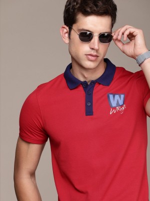 WROGN Solid Men Polo Neck Red T-Shirt