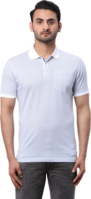 PARK AVENUE Printed Men Polo Neck White T-Shirt
