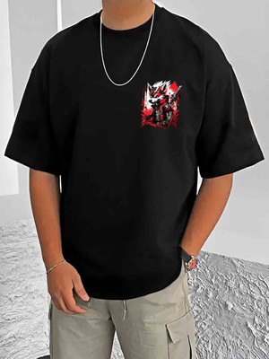 Manlino Graphic Print Men Round Neck Black T-Shirt