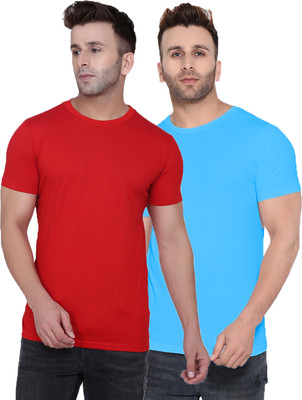 Kroptee Solid Men Round Neck Multicolor T-Shirt