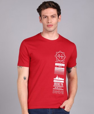 Urbano Fashion Graphic Print, Typography Men Round Neck Red T-Shirt